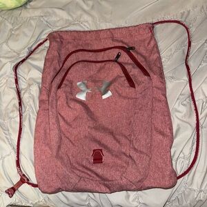 Under Armour Heather Rose Drawstring Backpack with Silver Logo